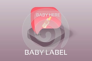 Simple Vector Isometric Baby and PregnancyÃ‚Â Icons. Baby girl label. Vector symbol isometric style icon.